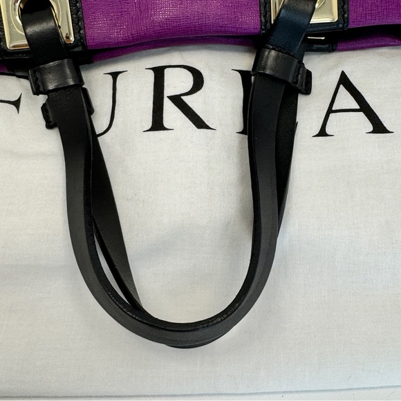 FURLA Suede Reversible Violet & Mocha Italian Leather Tote w/ Dustbag! - Picture 7 of 14